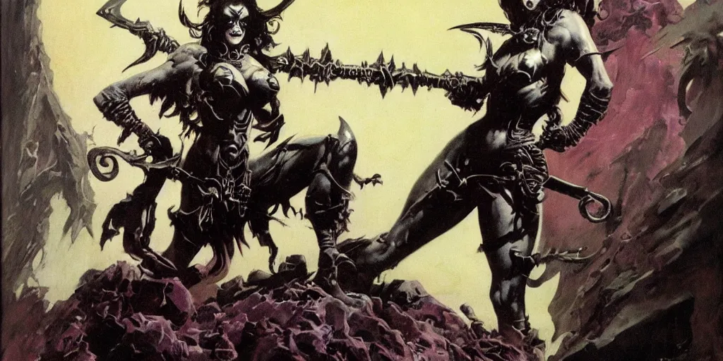 Image similar to female death dealer by frank frazetta