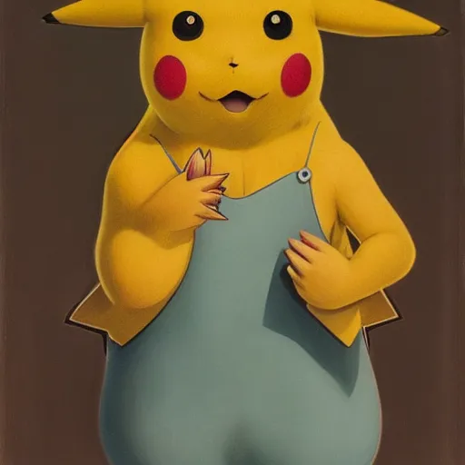 Prompt: portrait of pikachu by John Currin