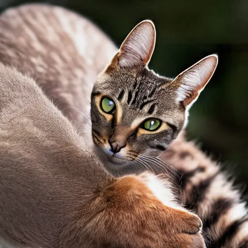 Image similar to a cat - kangaroo - hybrid, animal photography