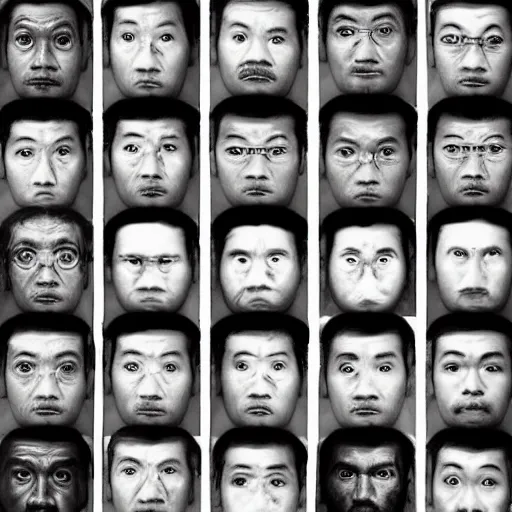 Image similar to mugshot of the hundred eyes face