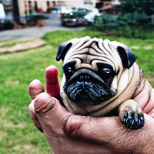 Image similar to a Tardigrade Pug Hybrid, A tardigrade that looks like a pug, afternoon hangout, good times photograph, candid