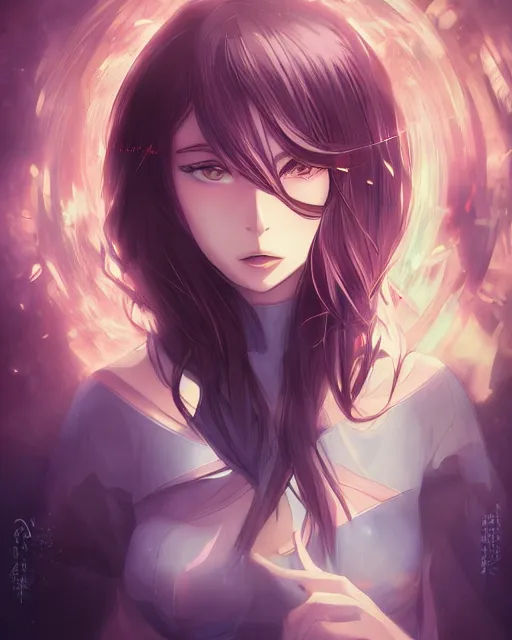 Image similar to anime illustration of a woman entranced, portrait by artgerm and wlop, digital art, bewitched, mesmerized, hypnotized, highly detailed, dramatic lighting, cinematic composition, concept art, sharp focus, colorful, photorealistic, 8 k