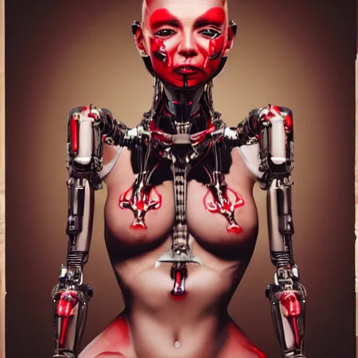 Prompt: An Alien Robot Naughty Nurse, facial tattoos, rubber uniform, artists portrait, biomechanical, Emergency Room, fantasy, Red Cross, highly detailed, digital painting, concept art, sharp focus, depth of field blur, photography by Annie Liebowitz.