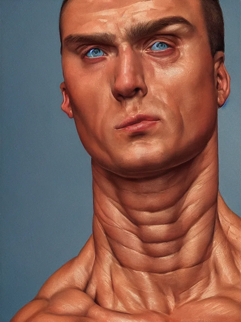 Prompt: close up portrait of a russian body builder, painted character portrait, highly detailed, digital painting, artstation, concept art, sharp focus, illustration, art by andrey remnev