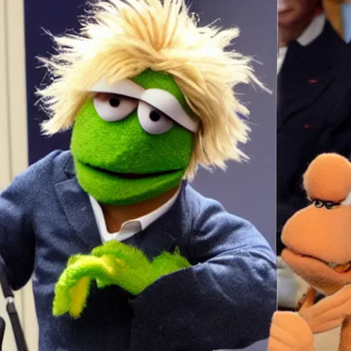 Prompt: a Muppet that looks like Boris Johnson