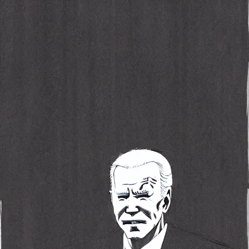 Image similar to Joe Biden standing with his arms crossed looking sinister, by Tsutomu Nihei, highly detailed