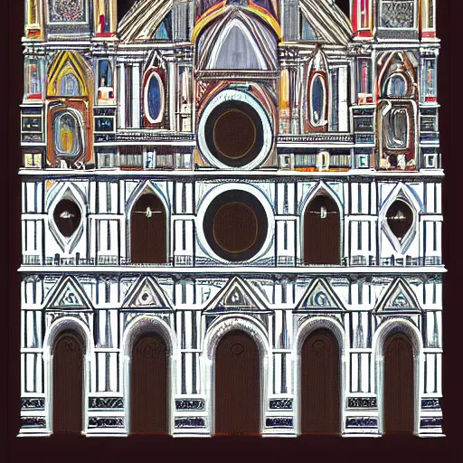 Prompt: a detailed section construction drawing of santa maria del fiore church