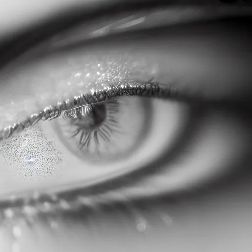 Image similar to hyper detailed eye closeup, woman, macro photograph, iris, long eyelashes