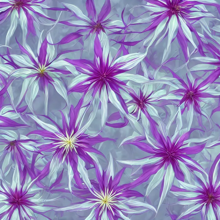 Prompt: clematis theme logo, clematis theme banner, clematis design, clematis in the deep sea, clematis like stars in the sky, trending on artstation, warm light, lovely and cute, fantasy art, 8 k resolution, highly detailed, pattern with optical illusion