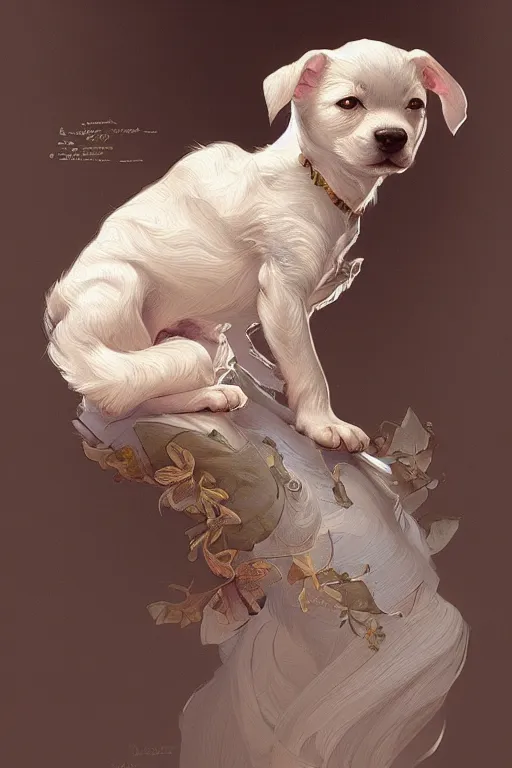 Prompt: cute little puppy, intricate, elegant, highly detailed, digital painting, artstation, concept art, smooth, sharp focus, illustration, art by artgerm and greg rutkowski and alphonse mucha and andrei riabovitchev