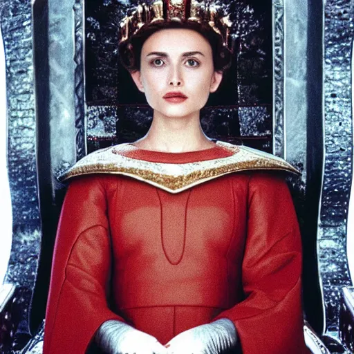 Image similar to queen amidala sitting down on a throne