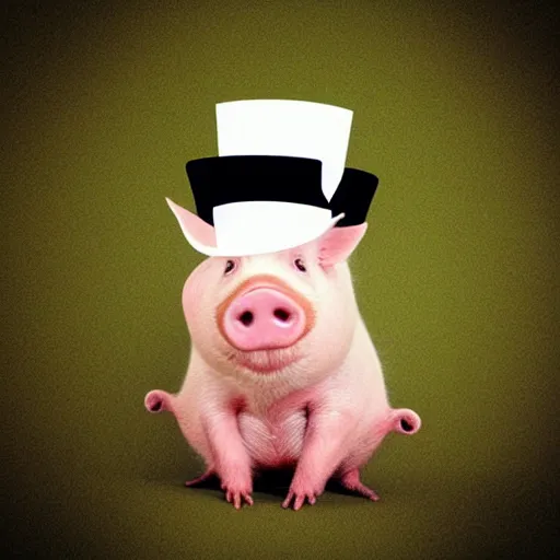 Image similar to “pig wearing a top hat”