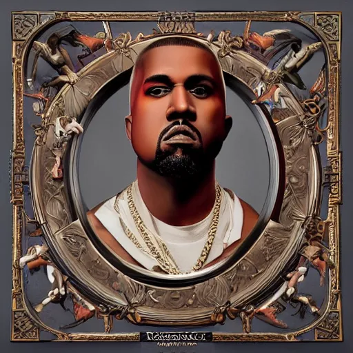 Image similar to Renaissance rap album cover for Kanye West DONDA 2 designed by Virgil Abloh, HD, artstation