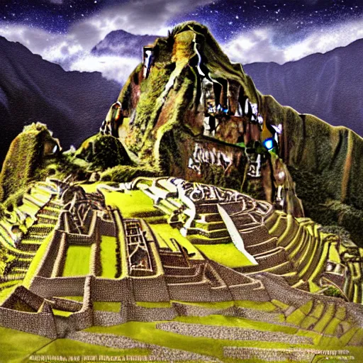 Prompt: digital painting of machu pichu incan fortress, by filipe pagliuso and justin gerard, symmetric, fantasy, highly detailed, realistic, intricate, portrait, sharp focus, tarot card