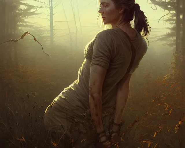 Image similar to highly detailed portrait of emily blunt, in the walking dead, stephen bliss, unreal engine, fantasy art by greg rutkowski, loish, rhads, ferdinand knab, makoto shinkai and lois van baarle, ilya kuvshinov, rossdraws, tom bagshaw, global illumination, radiant light, detailed and intricate environment