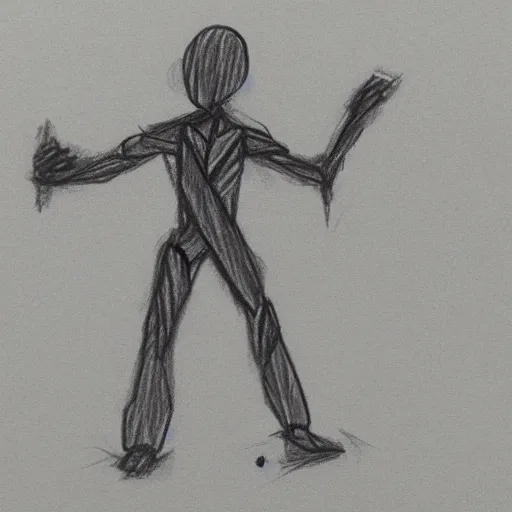 Image similar to stick figure character concept art, pencil drawing