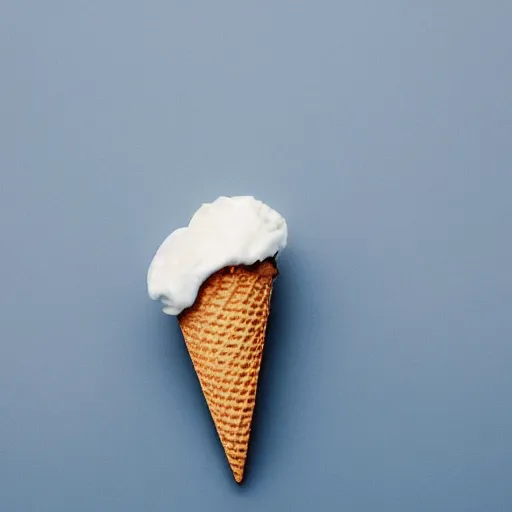 Image similar to a photo of an ice cream cone with hair and teeth