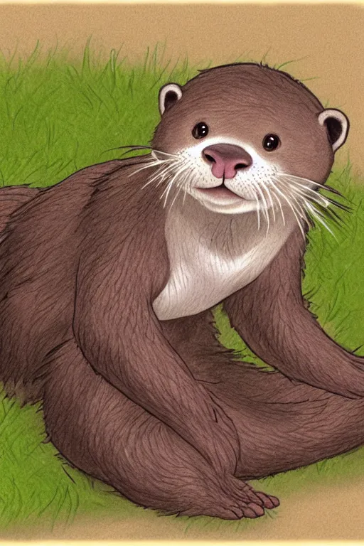 Image similar to an otter fursona, trending on furaffinity, by don bluth, furry art, digital art