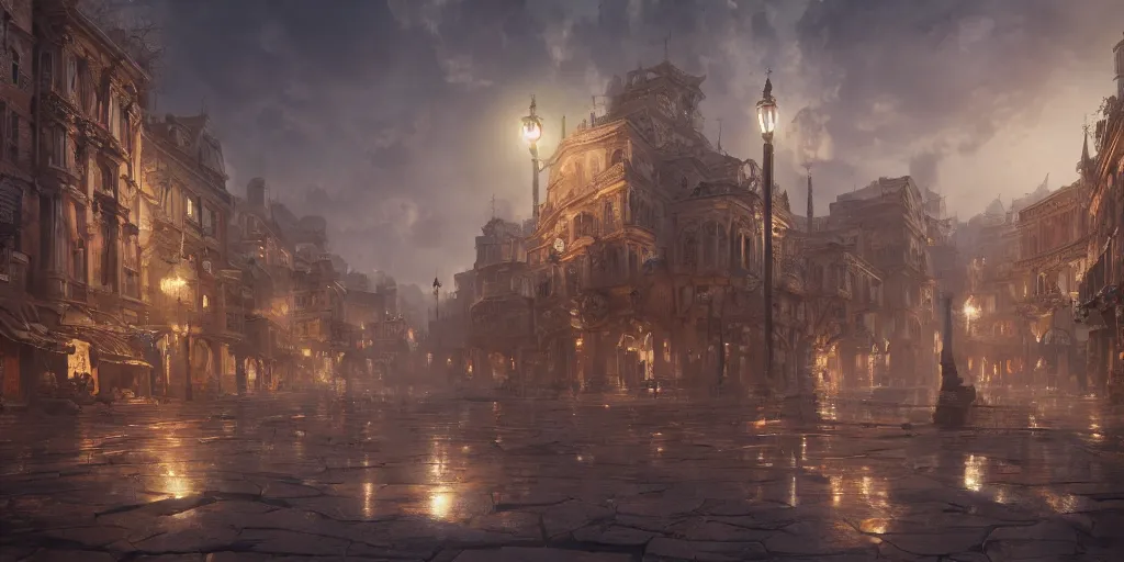 Prompt: the town square of the great city of noxia, marble streets, ivory towers, peter morbacher, ross tran, greg rutkowski, intricate details, extravagant, trending on artstation, cinematic lighting, digital painting, sharp focus, no blur, octane render, artgerm
