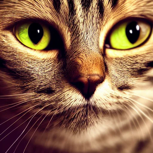 Image similar to beautiful close-up of a cat looking directly into the camera, limited color palette, high contrast, digital art, abstract, geometric