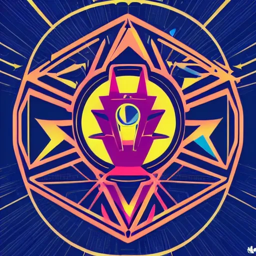 Prompt: Rocket league by Tristan Eaton, geometric, vector, symmetrical, minimalism, trending dribbble, behance