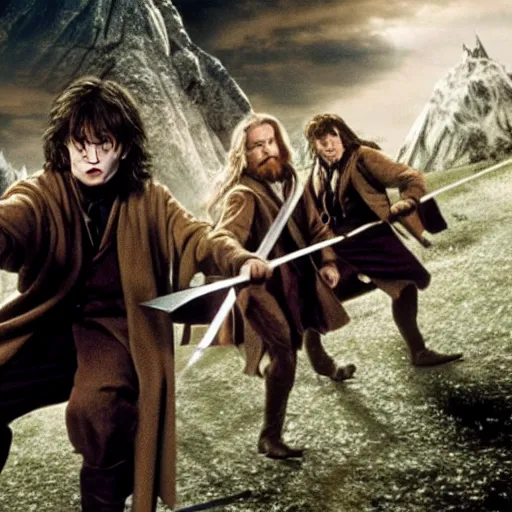 Image similar to Film still of Harry Potter in Lord of the Rings: The Return of the King