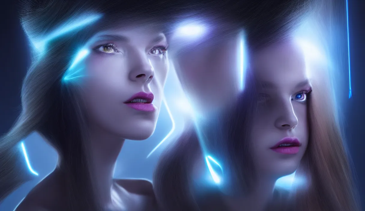 Image similar to beauty young space woman using lasers to interact with alien artifacts and technology, electrical case display, portrait, inquisitive, striking eyes, 80s Aliens tech, ultrarealistic, dramatic lighting, electrical details, high details, 4k, 8k, best, accurate, trending on artstation, artstation, photorealism, ultrarealistic, digital painting, style of Peter Mohrbacher and Boris Vallejo and Wayne barlowe