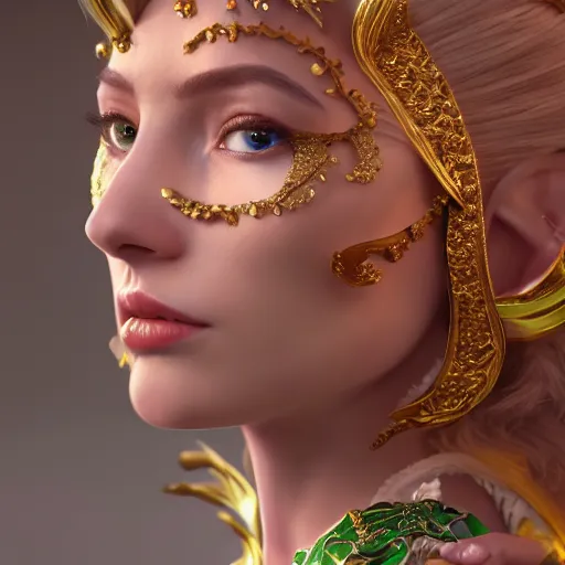 Image similar to wonderful princess of emerald with fair skin, ornate 8 k gorgeous intricate detailed, accent lighting, dramatic light, octane render