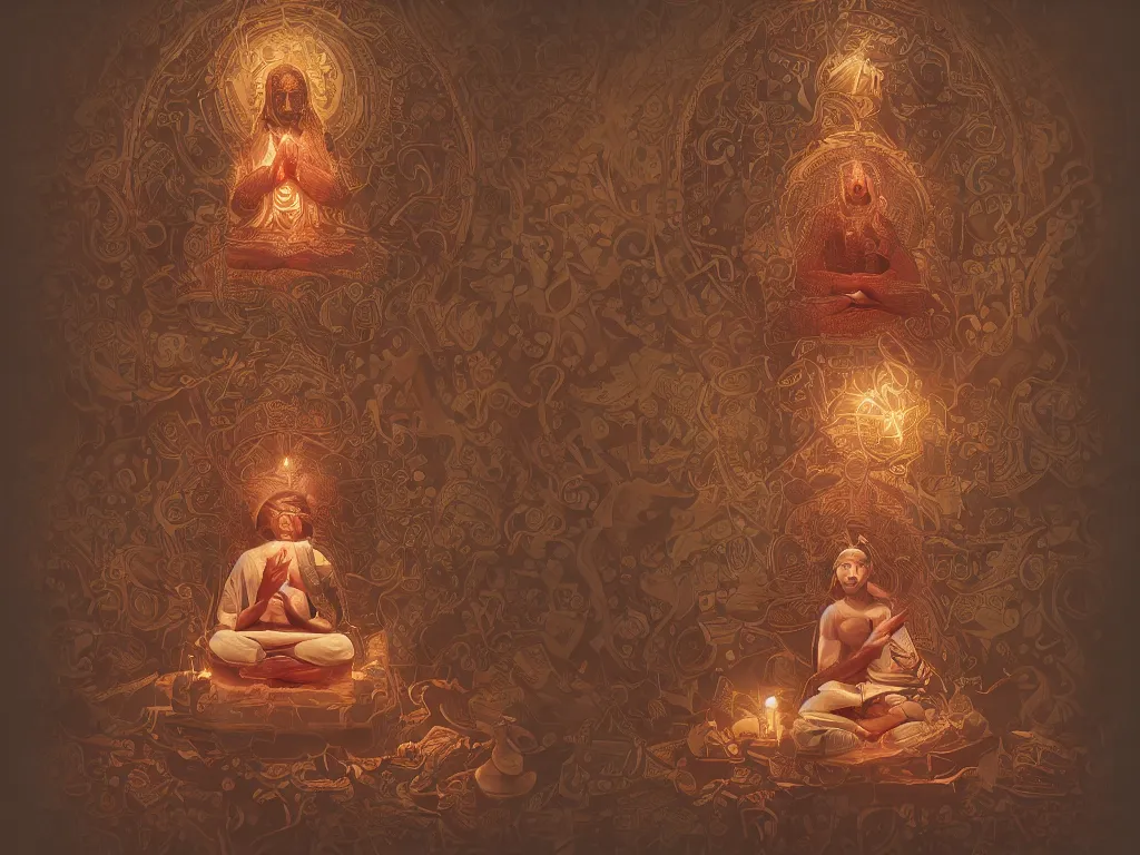 Prompt: 🍫🧘🍫 religious meditation detailed beautiful award winning featured on artstation