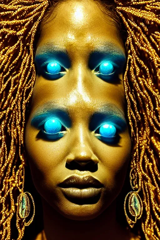 Prompt: hyperrealistic precisionist whole body cinematic bioluminescent very expressive! oshun goddess underwater scene, gold jewerly, highly detailed face, digital art masterpiece, smooth eric zener cam de leon, dramatic pearlescent turquoise light on one side, low angle uhd 8 k, shallow depth of field