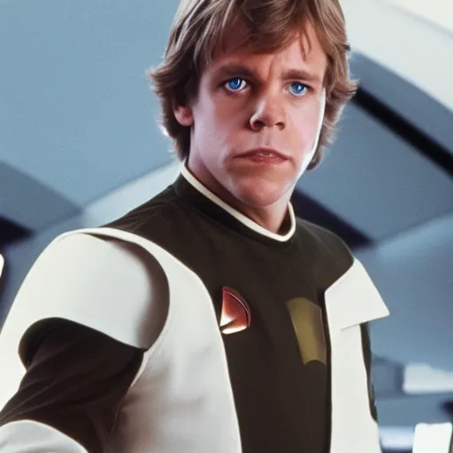 Prompt: luke skywalker in a starfleet uniform