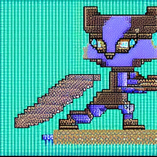 Image similar to a blue fox, game sprite 8-bit pixel art