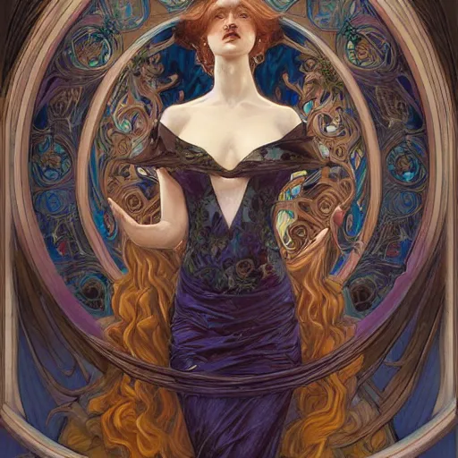 Image similar to an art nouveau painting in the style of donato giancola, and in the style of charlie bowater, and in the style of stephen bauman. symmetry, smooth, sharp focus, semi - realism, intricate detail.