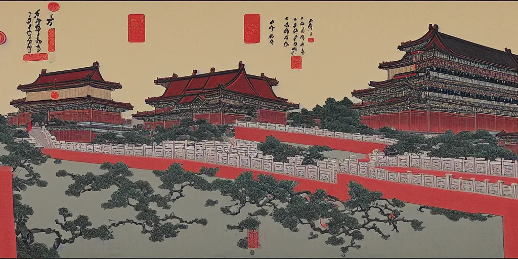 Image similar to i, Beijing forbidden city by Hokusai