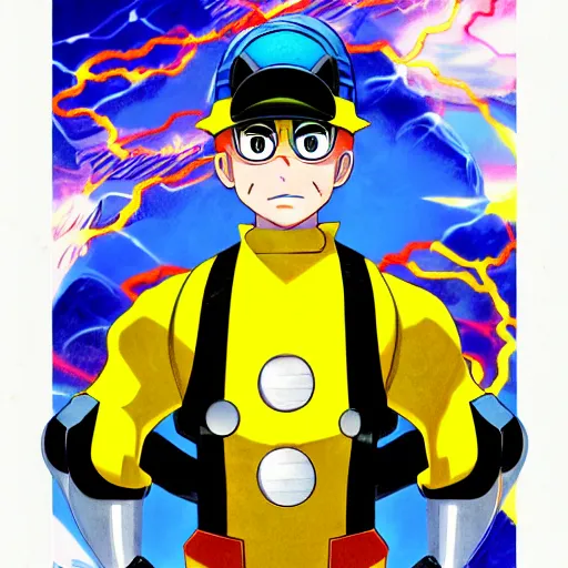 Image similar to portrait of elec man as an electrician, anime fantasy illustration by tomoyuki yamasaki, kyoto studio, madhouse, ufotable, trending on artstation