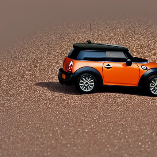 KREA - a 4 k photorealistic photo of a miniature mini cooper car