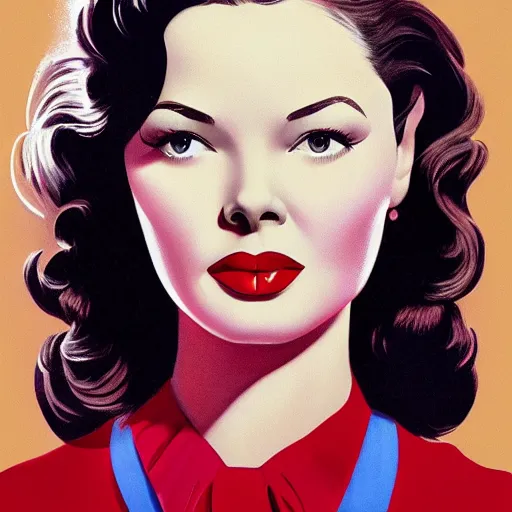 Image similar to young beautiful Gene Tierney color studio publicity photo , tight face shot portrait, highly detailed, 1950s illustrators, digital painting, artstation, concept art, illustration, art , by graydon parrish