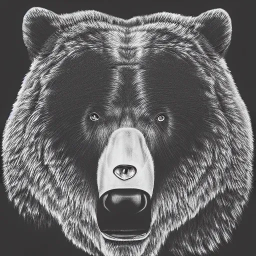 Prompt: painted portrait of a beast bear in monochrome