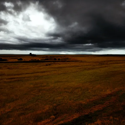 Image similar to a black void in the sky, landscape, dramatic lighting