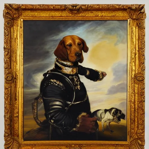 Prompt: an oil painting of dog general in the style of Rubens