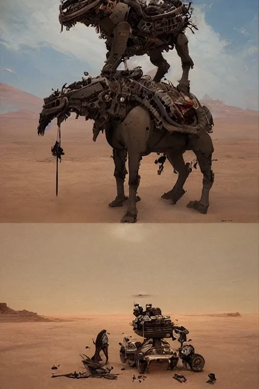 Image similar to 🐎 as 🐼 as 🐋 as 🤖 as 👽 as 🐳, desert photography, by krenz cushart, by greg rutkowski, by edgar maxence