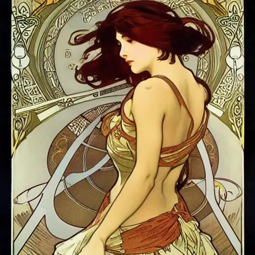 Image similar to tifa lockheart by alphonz mucha