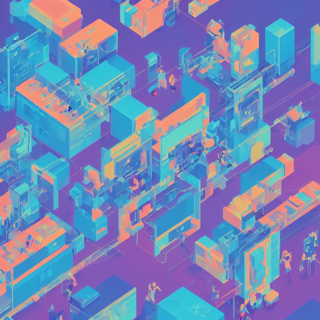 Image similar to a simple micro-service deployed to a datacenter, cloud, security, attack vector, trending on Artstation, painting by Jules Julien, Leslie David and Lisa Frank, muted colors with minimalism