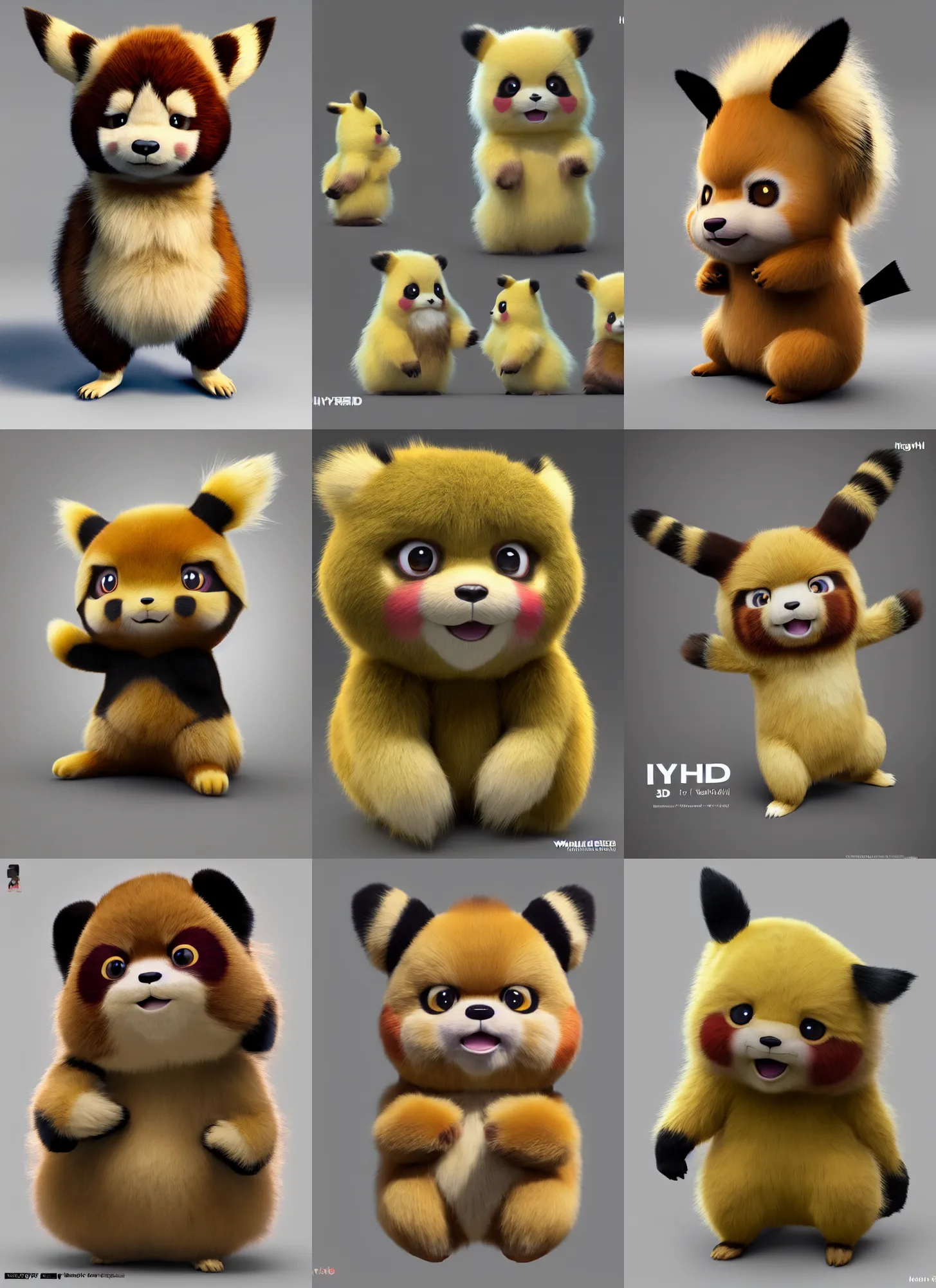 Prompt: high quality 3 d render hyperrealist very cute muted color fluffy! pikachu redpanda hybrid highly detailed, vray smooth, in the style of detective pikachu, hannah yata charlie immer, soft indoor light, low angle, uhd 8 k, sharp focus