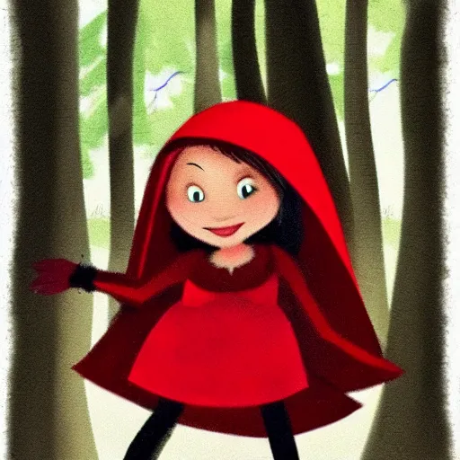 Image similar to little red riding hood riding the big bad wolf