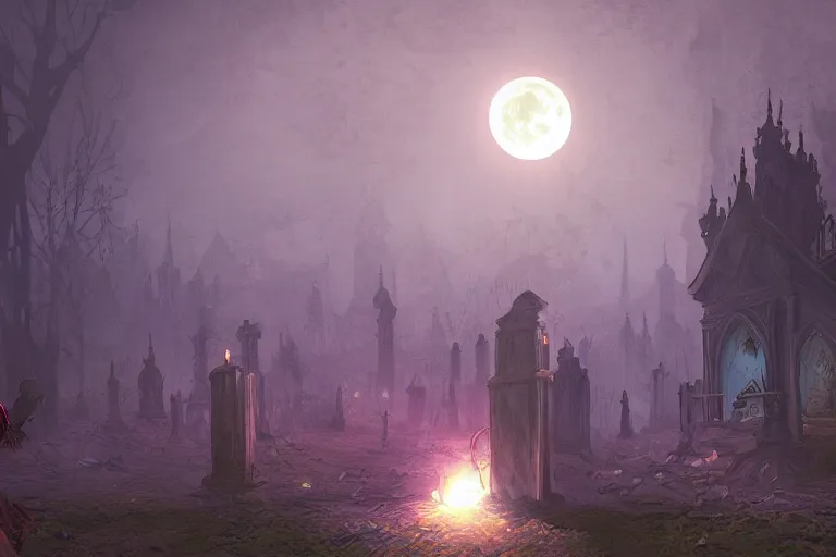 Prompt: an ultra detailed animation of a glowing apparition in a graveyard at midnight on halloween, digital art, dark fantasy, concept art, soulslike, by alphonse mucha, blood moon eclipse, ruined building in the background, artstation, 8 k, unreal engine render