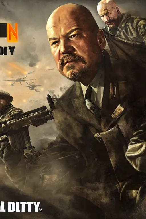 Prompt: lenin in call of duty warzone, poster, detailed