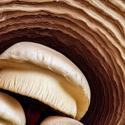 Image similar to mushroom cap lamellae, bottom view, hyper realistic, photography, 8k, epic composition