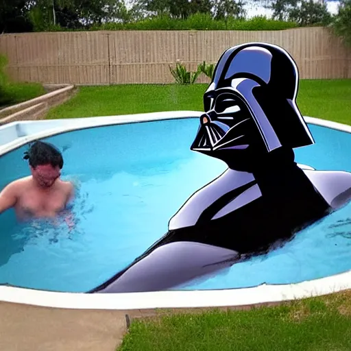 Prompt: Darth Vader in a pool