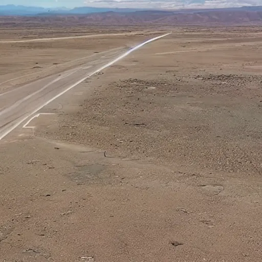 Image similar to aerial footage of ufos on the ground at Area 51